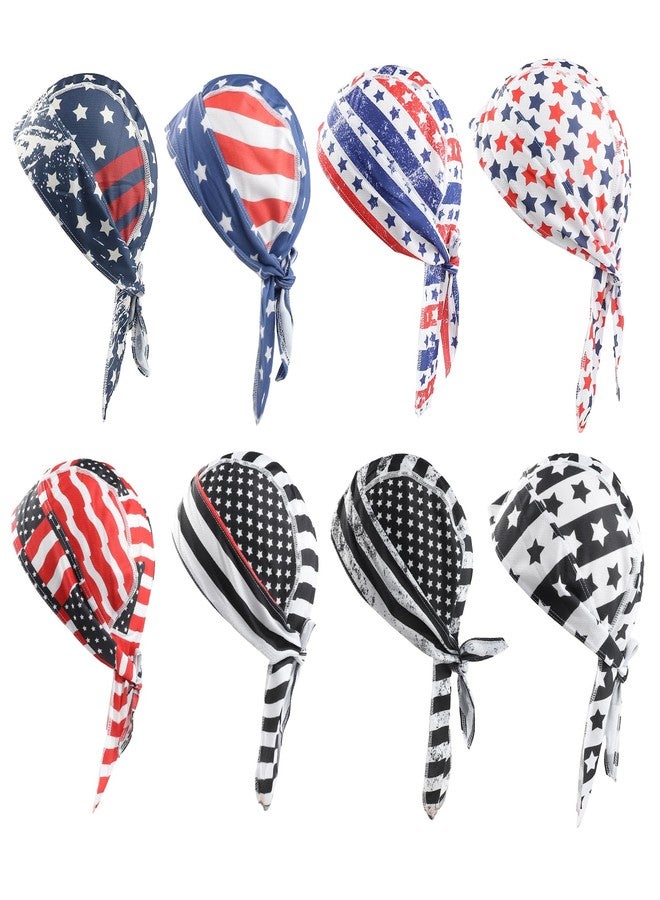 Sdfvsdg 8 Pack Do Rag Skull Caps for Men Cap Bandana Hat Sweat Wicking Cooling Helmet Liner Cycling Beanie Head Wraps Rag Multicoloured - Image 1